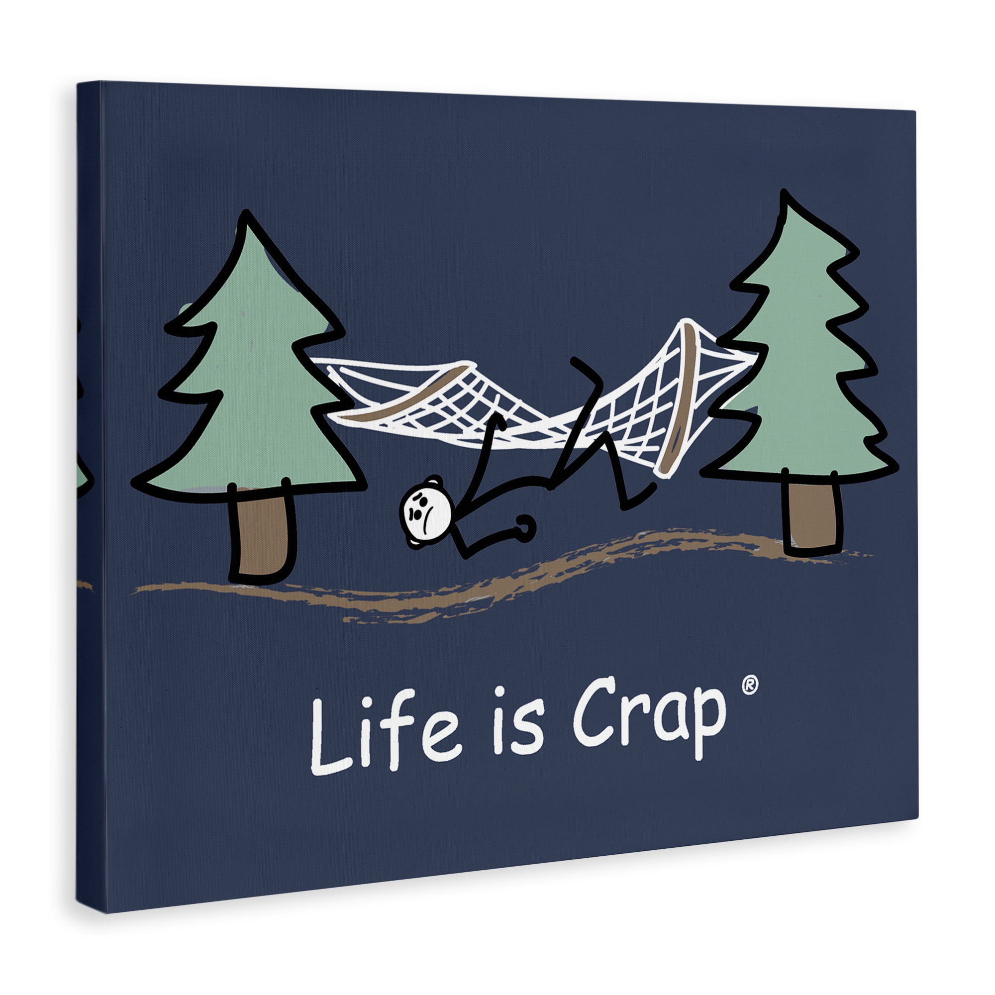 Stupell Industries Life Is Crap Hammock Novelty & Humor Painting Wrapped Canvas Art Print Wall Art, 20 x 16