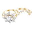 thumbnail image 4 of Rosec Jewels Certified Moissanite Flower Wedding Ring Set - D-VS1 Quality Statement Engagement Ring with Enhancer, 14K Yellow Gold, US 9.50, 4 of 8