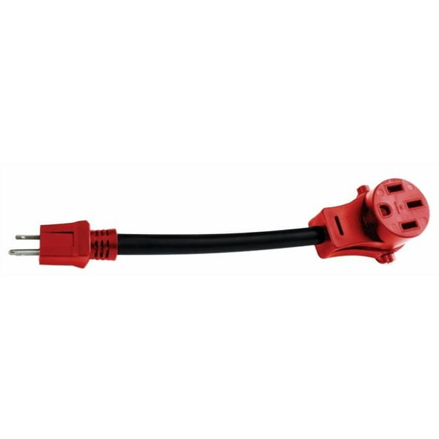 Valterra Power Cord Adapter A10-1550VP Mighty Cord; For Connecting RV Power Inlet To Standard Power Source; 15 Amp Male To 50 Amp Female; 15 Amp; Dog Bone; 12 Inch Length; Not Waterproof
