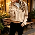 thumbnail image 7 of Helii Zip Up Hoodie Women's Cropped Sweatshirt Oversized Long Sleeve Workout Casual Drawstring Track Jacket with Pockets Soft Stretchy High Waist Streetwear Fall Winter Outfits 4 Colors, 7 of 7