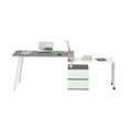 thumbnail image 3 of Rotating L-Shape Desk - Modern Computer Workstation, Multi-Positional, Alloy Steel Frame, Grey Finish, 3 of 10