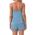 thumbnail image 3 of INSPIRE CHIC Womens Pajamas Rayon Lace Trim Sleepwear V-Neck Camisole Tops with Shorts Sleeveless Loungewear Sets 2XL Gray Blue, 3 of 6