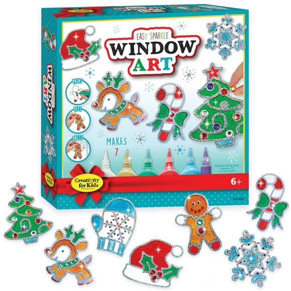 Creativity for Kids Holiday Easy Sparkle Window- Child Craft Kit for Beginners, Boys and Girls