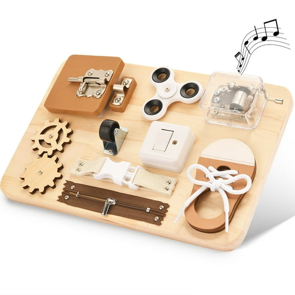 Potatomato Busy Board Toddlers - Montessori Educational Fidget Toys for Baby - Wooden Sensory Toys Autistic Children - Preschool Learning Activities Fine Motor Skills – Travel Toy