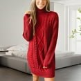thumbnail image 2 of Ediodpoh Women Long Sleeved Round Neck Dress Knitted Pullover Sweater Dress for Women with Comfortable Fit Watermelon Red XL, 2 of 4
