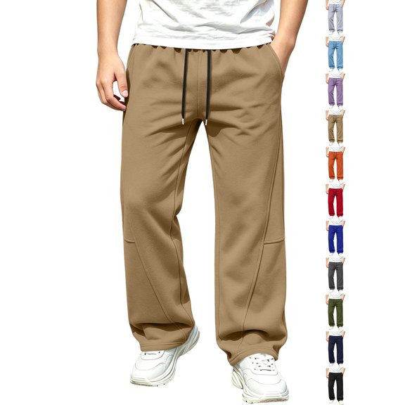 Pants Boys Dqueduo Boy's Solid Color Straight Wide Leg Casual Sportswear Elastic Waist Side Pocket Full Length Pants For Kids