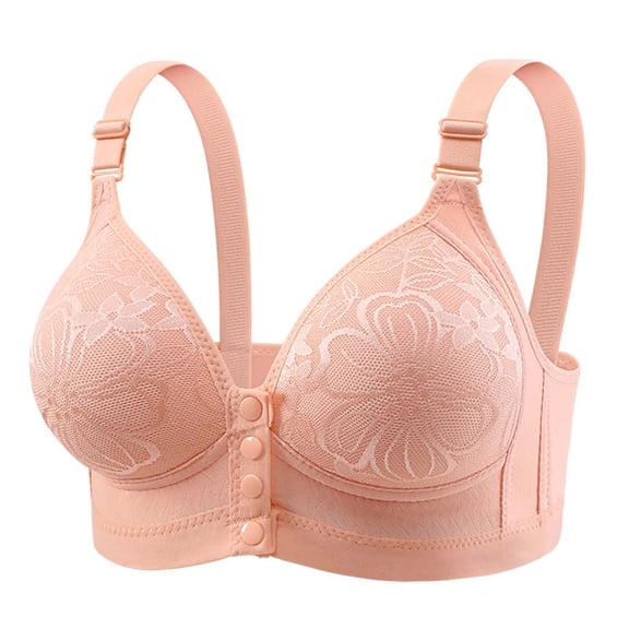 Bras for Women Front Button Thin Breathable Wire Free Support Bralette Floral Print Wide Strap Style Light Breathable Fabric Ladies Underwear Everyday Lingerie