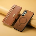 thumbnail image 2 of ELEHOLD Leather Magnetic Case For Samsung Galaxy S23 Plus Shockproof Kickstand Cover, with Detachable RFID Zipper Card Holder Walllet, Ring, MagSafe Compatible, Full Body Protection, Brown, 2 of 11