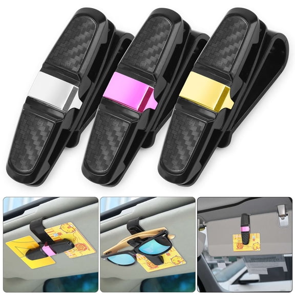 Spencer 2 Pack Glasses Holders for Car Sun Visor, Sunglasses Eyeglasses Mount with Ticket Card Clip (Sliver)