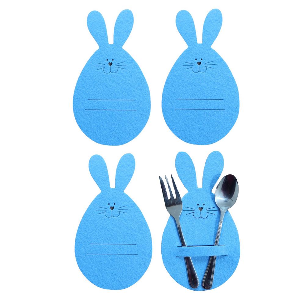 Fovolat Easter Utensil Cutlery Holders 4Pcs Rabbit Cutlery Pouch for