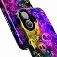 thumbnail image 2 of Psychedelic Skull Art Phone Case, Neon Grunge Rainbow Design Protective Phone Cover for iPhone 16 15 14 13 12 11 Pro Max Mini Plus, 2 of 6