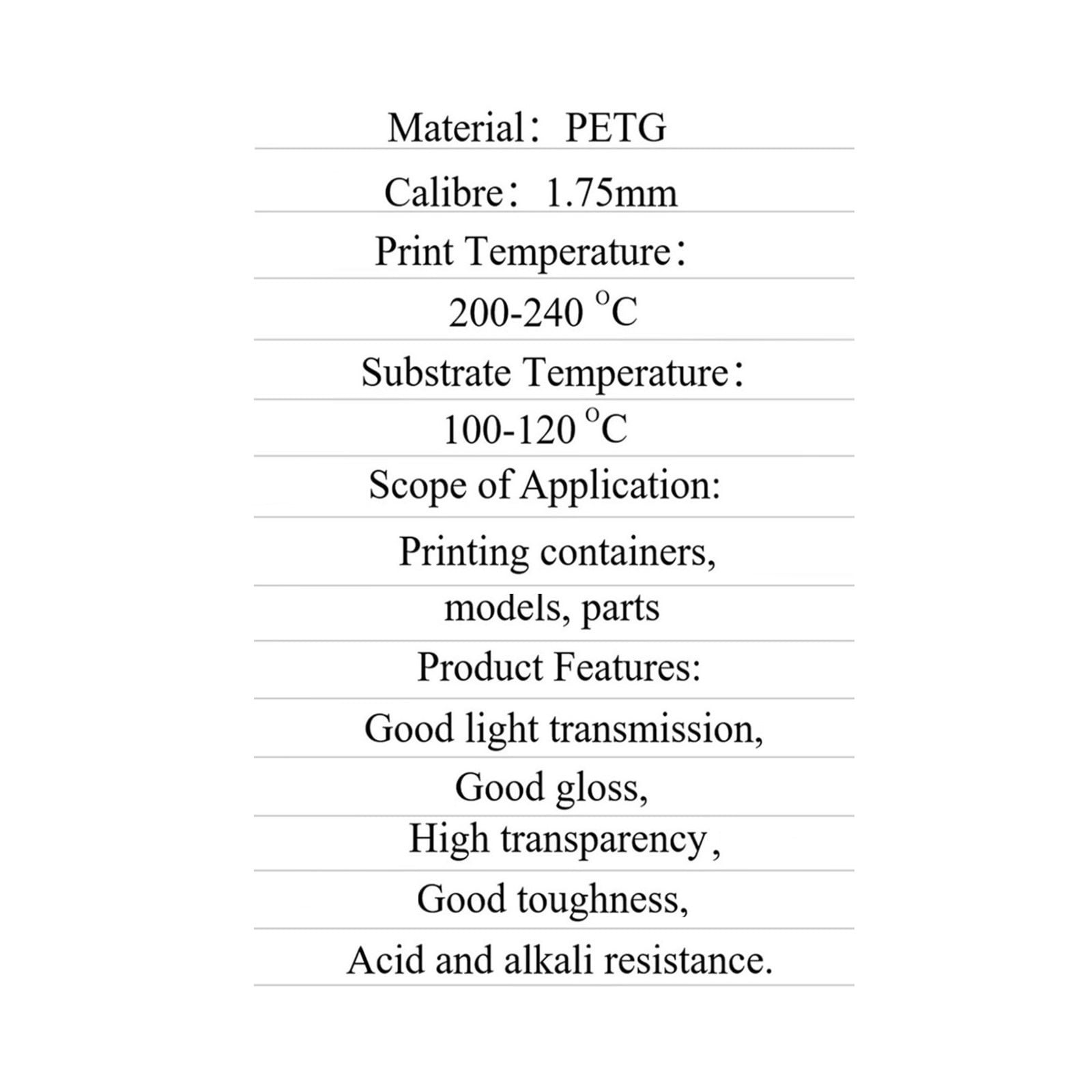 Transparent Yellow PETG Filament, 1.75mm +/-0.02mm for Most 3D Printer & 3D Pen, Solid Yarn 3D Printer Accessory, 1KG Neatly Wound