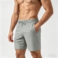 thumbnail image 4 of Nmnitkp Mens Shorts Quick Dry Athletic Shorts Elastic Waist Drawstring With Zipper Pockets Breathable Summer Workout Casual Shorts Gray,5XL, 4 of 6