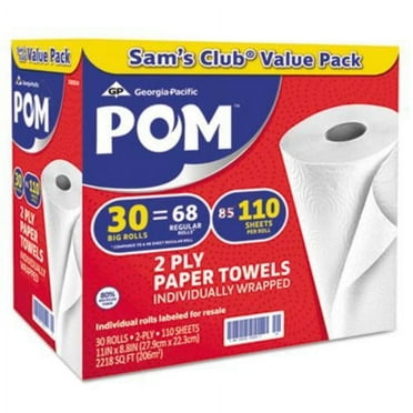 POM™ Perforated Paper Towels by Georgia-Pacific, White, 110 sheets, 30 rolls