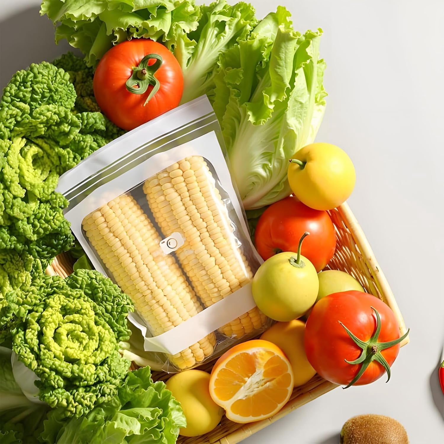 Food Grade Fresh-Keeping Bags, Reusable Plastic Produce with Dual Interlocking Seal, Clear Long Sealed Bags for Vegetables Fruits Refrigerator Freezer Kitchen Organization.