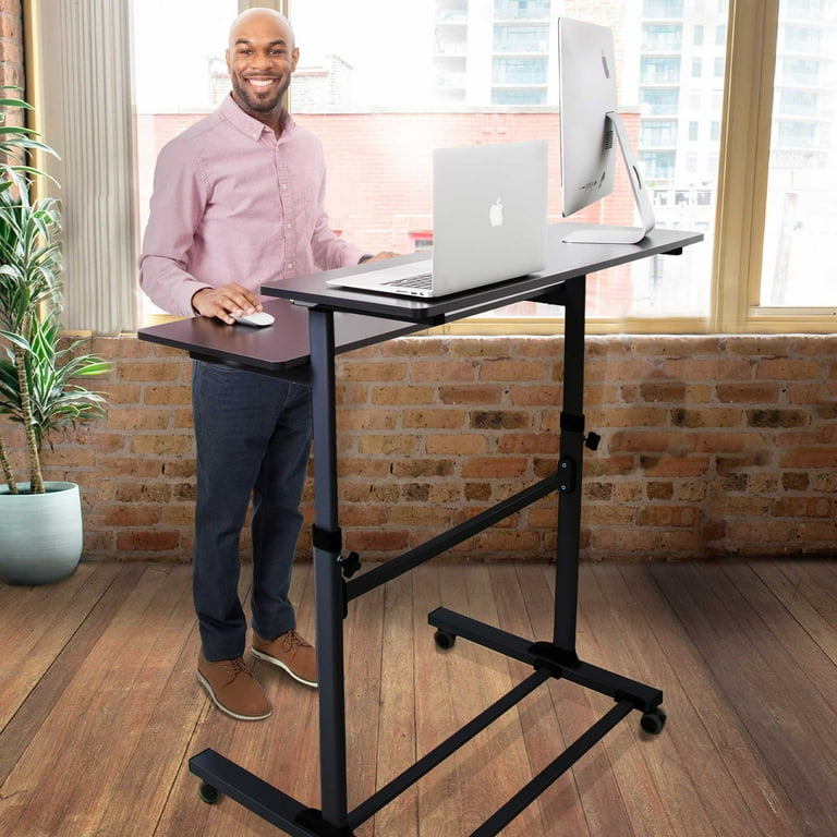 Stand Steady Tranzendesk | Height Adjustable Mobile Teacher Desk | Mobile  Standing Desk with Shelf | Two Level Portable Workstation | Stand Up Desk  