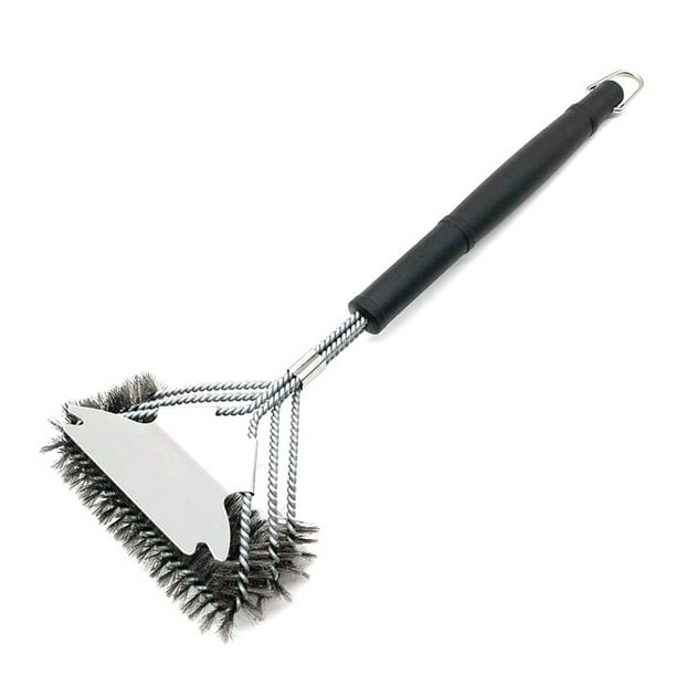 Grill Guardian, cepillo y raspador seguro para parrillas sin cerdas, diseño eficiente de triple bobina, raspador ancho para una limpieza rápida, mango antideslizante reforzado para un agarre adicional