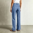 thumbnail image 6 of Karymi Jeans for Women Solid Denim Straight Leg Jeans, Button Zipper Fly High Waist Wide Floor-Length Denim Long Pants with Front Slant Pockets, Pants for Women, 6 of 6
