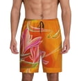 thumbnail image 2 of Rocae Orange Flower Psychedelic for Men's Soft Sleep Pajama Shorts, Waistband and Pockets, 2 of 9