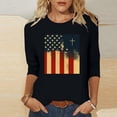 thumbnail image 6 of Levmjia Women's Patriotic American Flag Cross Print 3/4 Sleeve T-Shirt Crew Neck Casual Summer Graphic Tee Loose Fit Fourth of July Holiday Top, 6 of 6