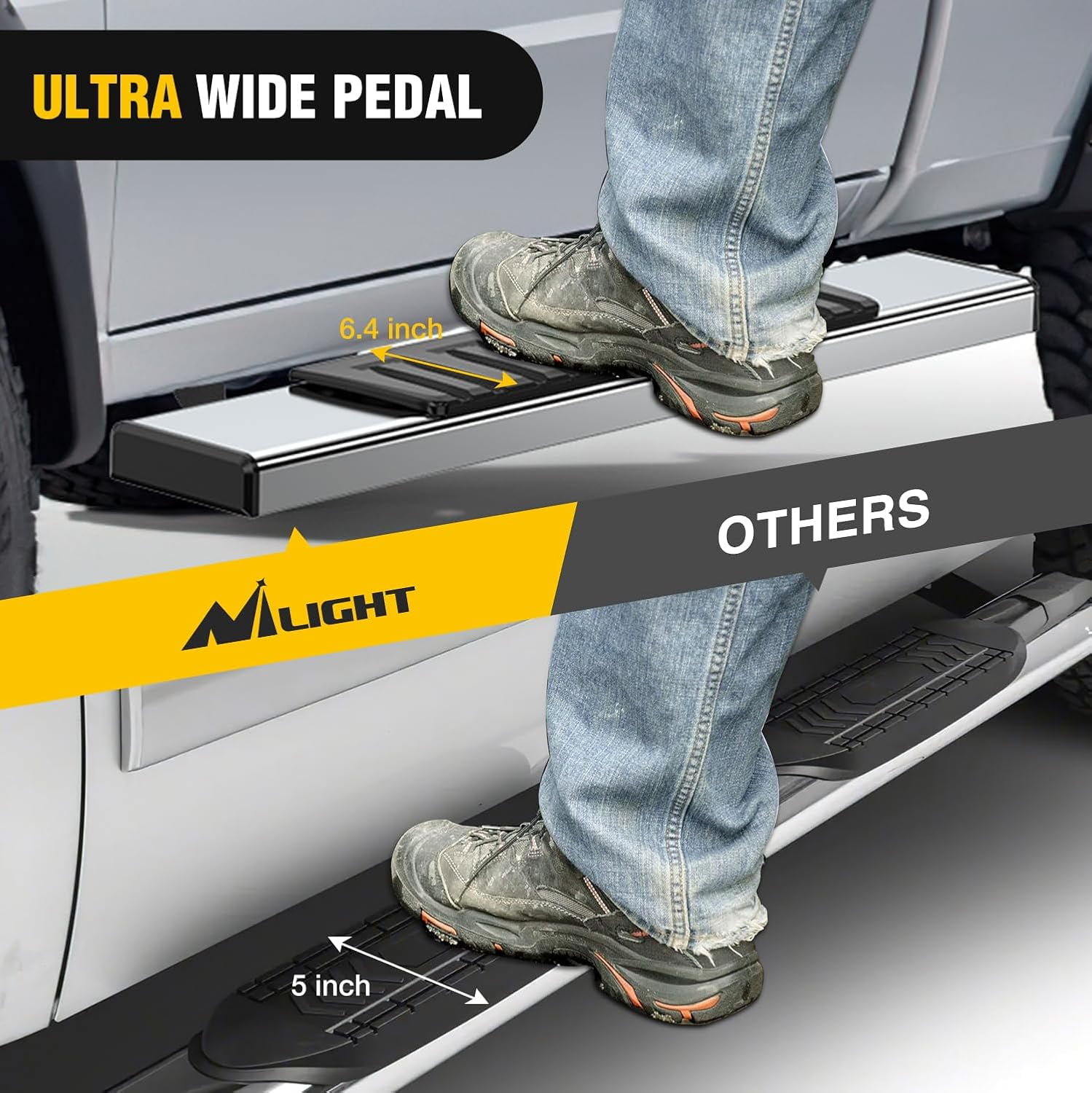 Nilight Running Boards for 2007-2018 Chevrolet Silverado GMC Sierra 1500HD 2007-2019 Chevy Silverado GMC Sierra 2500HD 3500HD Regular Standard Single Cab 6 Inch Side Step Nerf Bars Stainless Steel