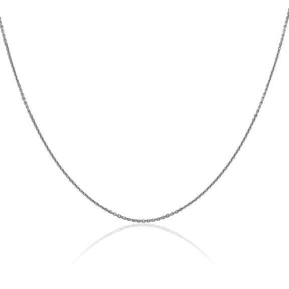 10K Solid White Gold 0.9mm Round Cable Rolo Link Chain Belcher Necklace