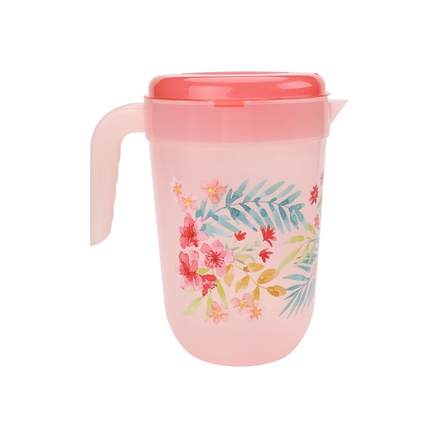 Mainstays Floral Polypropylene Pitcher Pink 3.69L