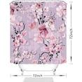 thumbnail image 2 of Pink Cherry Blossom Shower Curtain, Japanese Watercolor Flower Shower Curtain Decoration Set, Easy Care Waterproof Shower Curtain Machine Washed Durable Polyester Fabric, 72" x72", 2 of 6
