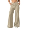 thumbnail image 2 of YanHoo Dress Pants for Women Elastic Waist Loose Wide Leg Pant Casual Work Business Trousers with Pockets, 2 of 8