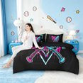 thumbnail image 4 of Homewish Watercolor Ink Painting 7-Piece Bedding Comforter Set,Rugby Football Sport King Bedding Sets,Cyan Pink Black Bed Sheets For Teens,Microfiber Bedroom Decor Reversible, 4 of 8