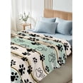 thumbnail image 4 of Sage Green Beige Farmhouse Twim XL Size Flat Sheet, Wrinkleproof & Fadeproof Cooling Flat Bed Sheet Only, Black Dog Paw Vintage Wooden Breathable Soft Bedding Top Sheets 66 x 102 Inches, 4 of 8