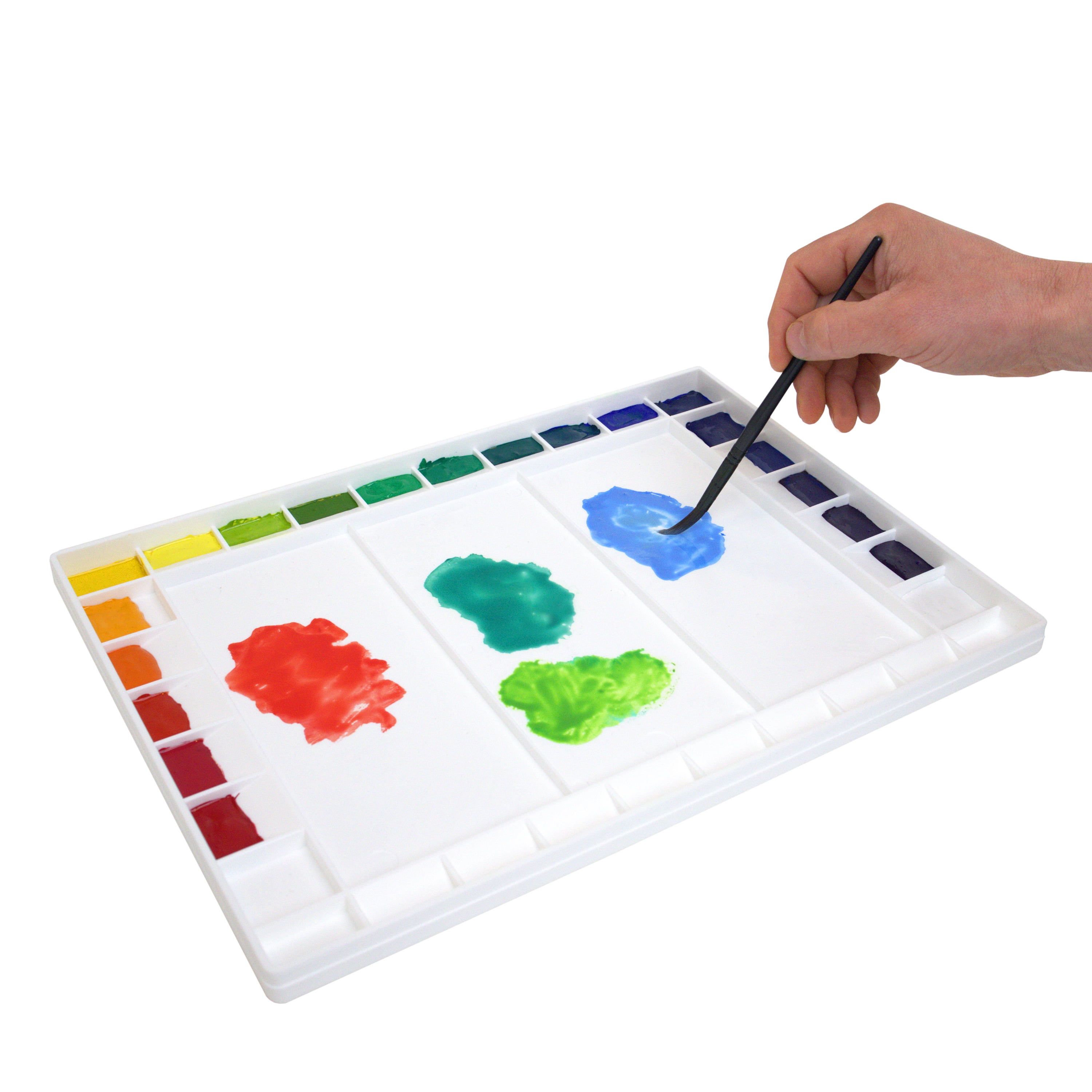 Masterson Aqua-Pro Watercolor Palette 11.5x15.5, 32 Wells w/ Lid to Keep Paints Fresh, Made in USA
