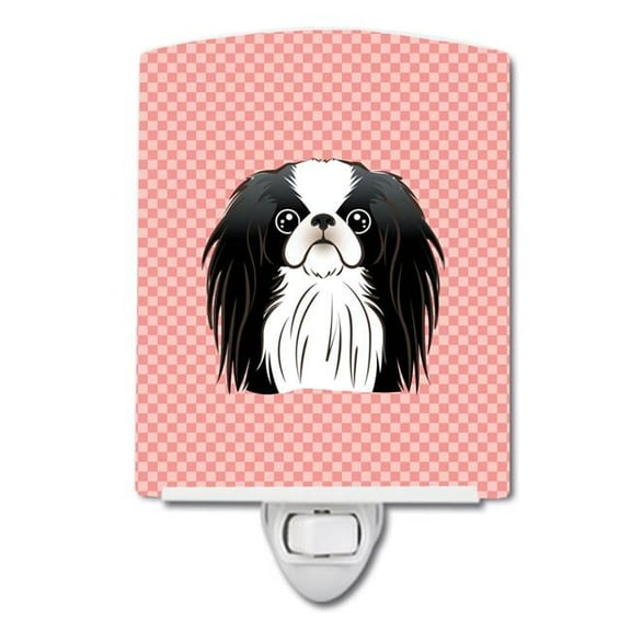 Caroline's Treasures BB1230CNL Checkerboard Pink Japanese Chin Ceramic Night Light, 6x4x3", multicolor
