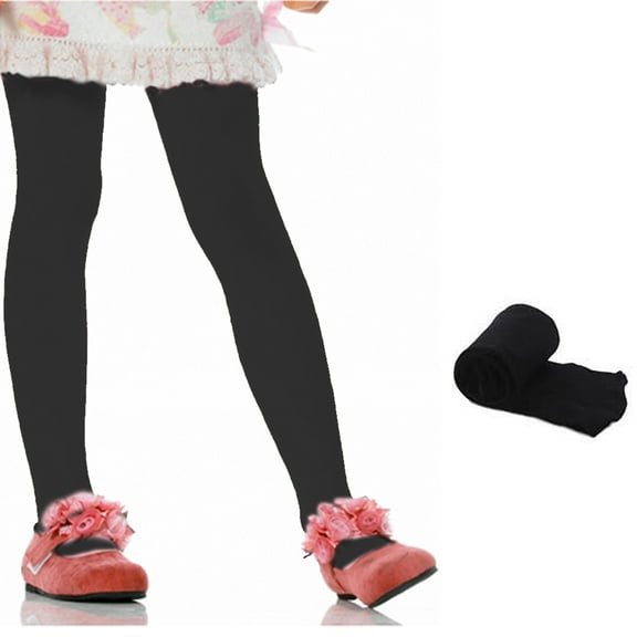Black Girls Kids Footed Tights Dance Stockings Pantyhose Ballet Color Medium 4-6
