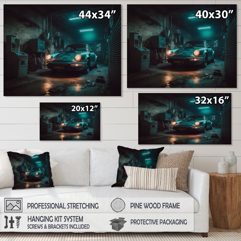 Designart 911 In Underground Garage Canvas Wall Art - Exotic Car