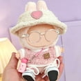 thumbnail image 3 of Five-Piece Doll Clothes Outfit Set,Chic Style for 17cm Dolls - Includes Clothes,Light Pink Heart Velvet Hat,Water Cup,Glasses & Canvas Shoes,Doll Not Included, 3 of 7