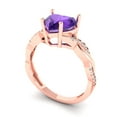 thumbnail image 2 of Solitaire with Accents Engagement Ring for Women - 2.1ct Natural Amethyst in 18K Rose Gold Promise Ring, 2 of 6