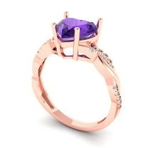 2.1ct heart cut purple natural amethyst 18k rose gold Bridal Wedding Engagement Promise Anniversary Ring for Women size 5