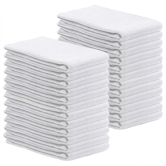 SupremePlus Premium Huck Towels 15" x 30" Window Commercial Lint-Free Multipurpose 100% Cotton Household Cleaning Cloths & Wipes, White, 24 Count