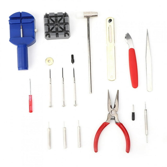 Juego de 16 piezas para reparación de relojes, accesorios de hardware, herramientas manuales, caja portátil de acero de aleación ABS