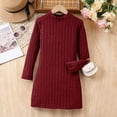 thumbnail image 4 of Cethrio Girls Sweater Dresses, Casual Knitted Crew Neck Stretchy Fall Winter Dresses Wine Size 9-10 T, 4 of 6
