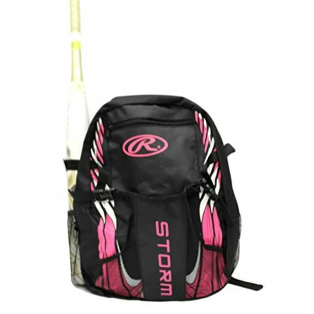 rawlings storm girls tball softball batting bag backpack black/pink