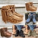 thumbnail image 5 of Women Moccasin Boots Flat Suede Fringed Ankle Booties Winter Warm Shoes Short, 5 of 8