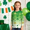 thumbnail image 4 of Girls St. Patrick's Day Shirts 3/4 Sleeve Crew Neck Print Pullover Tops Holiday Casual Loose Stylish T-Shirts (7 Years, Mint Green-D), 4 of 6
