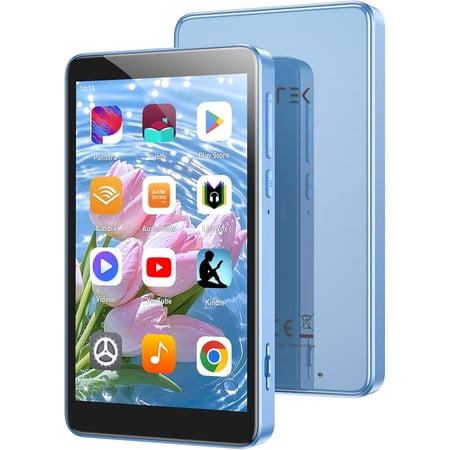 96GB MP3 Player with Bluetooth and WiFi, T08X 4'' Android 14 MP4 Music Player with Spotify, Audible, APP Store, Up to 1TB, Blue