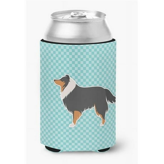 Sheltie & Shetland Sheepdog Checkerboard Blue Can or Bottle Hugger