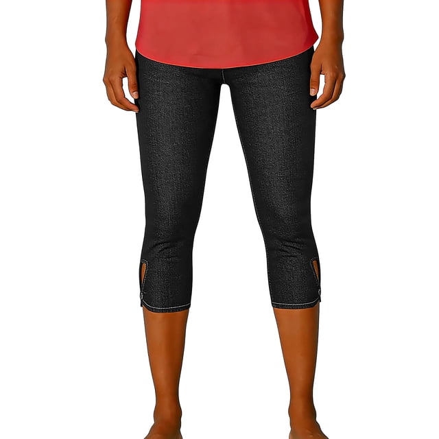 Pincandy Women's Solid Color Stretch Denim Leggings - No Pockets, Skinny Fit, Perfect for Gym, Workout & Daily Casual Wear