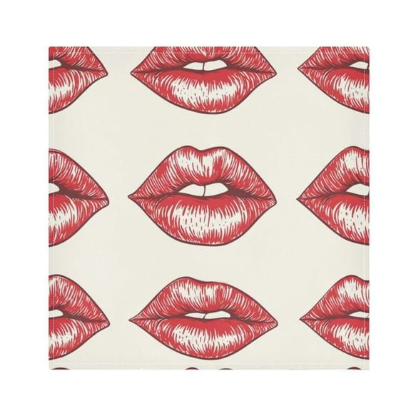 Napkin Satin Napkin 20*20Inchx1 Kitchen Towel Dinner Plate Towel Decorative Towel Napkin Tea Towel Suitable For Kitchen Table Red Lips