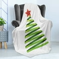 thumbnail image 4 of Christmas Soft Flannel Fleece Throw Blanket, Ribbon Design with Tree Topper Star for New Year Celebration, Cozy Plush for Indoor and Outdoor Use, 50" x 60", Yellow Green Vermilion, by Ambesonne, 4 of 5
