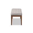 thumbnail image 3 of Baxton Studio Walsh Mid-Century Modern Grey Fabric Upholstered and Walnut Brown Finished Wood Dining Bench, 3 of 7